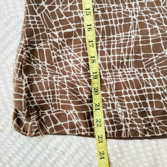 Ann Taylor Brown & White Silk Ruffled Sleeveless Blouse Size S - Picture 8 of 10